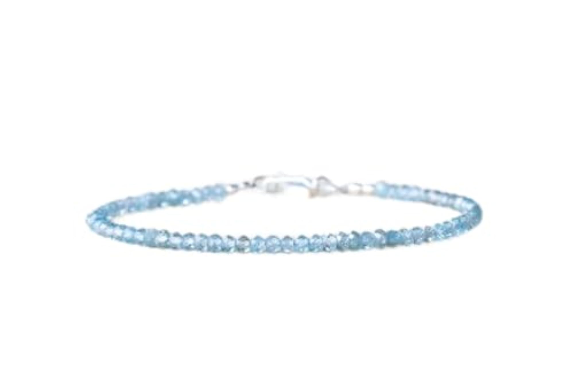 Natural Blue Topaz Gemstone Beads Bracelet for Men & Women